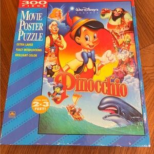 Vintage Golden Disney Pinocchio Classic Movie Poster Puzzle 300 pieces